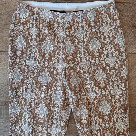 Soft Surroundings | Large Sumptuous Knit Brown White Lace Flare Pull On Pants - Picture 3 of 8